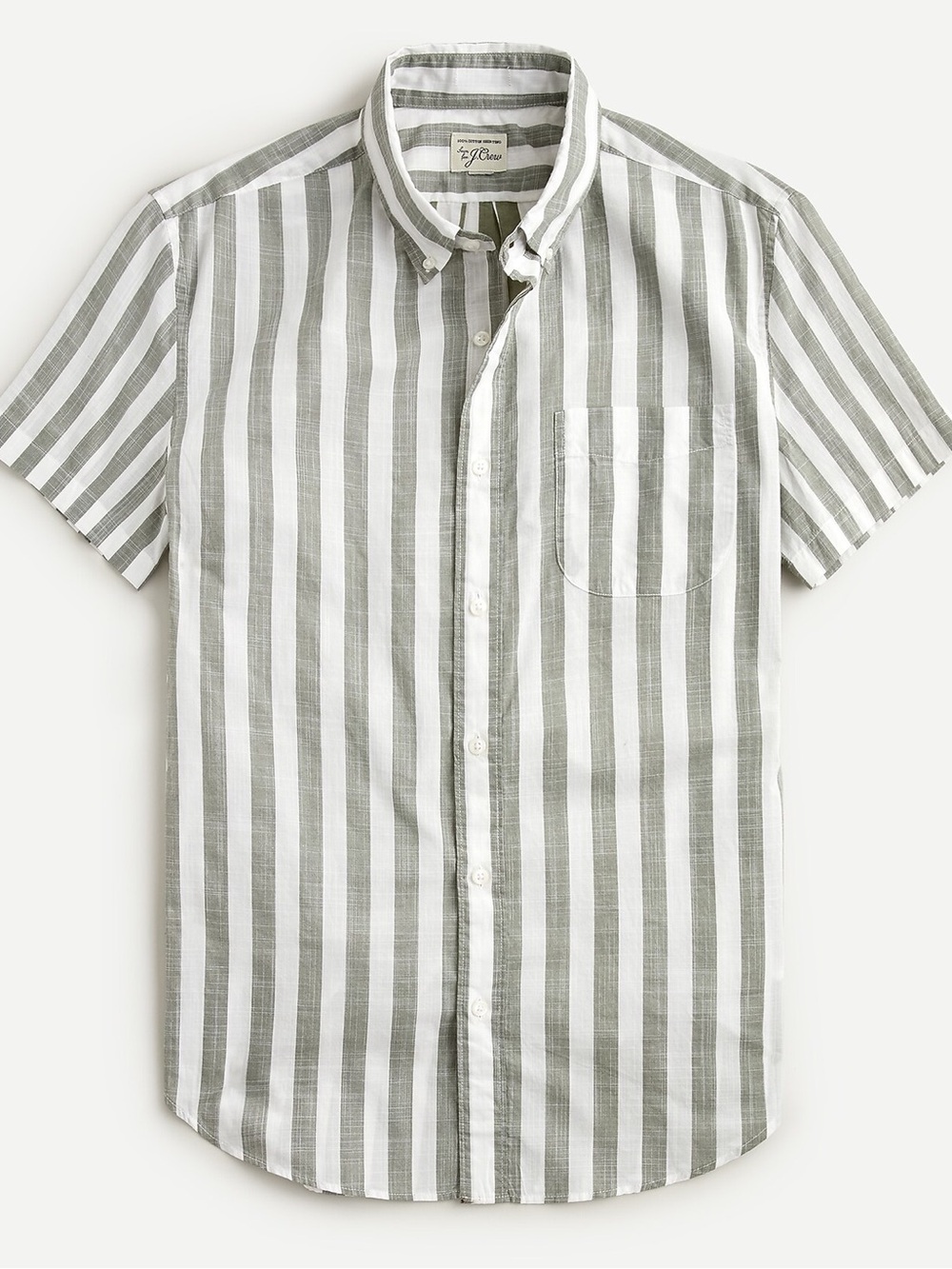 J. Crew Short-Sleeve Vertical Stripe Button-Down — Gray & White